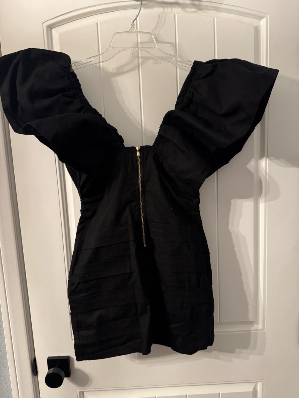Black Ruffle-Shoulder Mini Dress - Picture 5 of 7